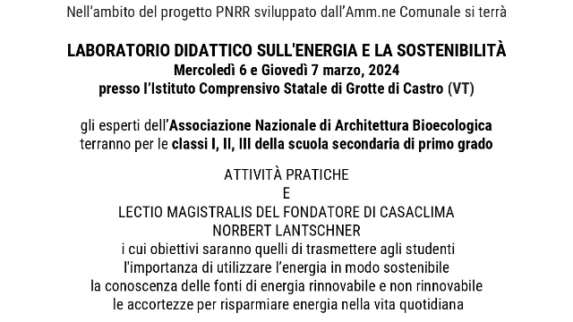 Laboratorio didattico sull'energia e la sostenibilità